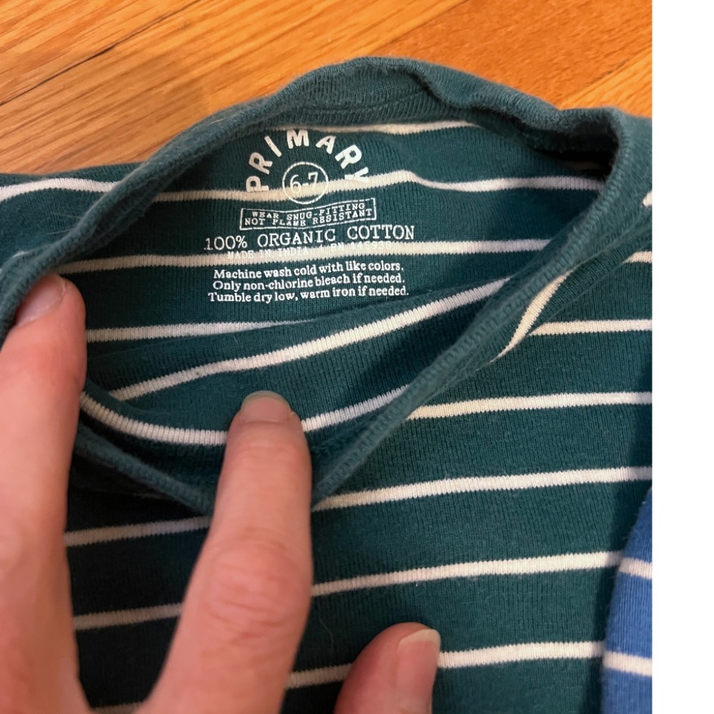 Primary Organic Cotton Pajama Set Size 6 Long Sleeve Stripe Tops and Bottom - Picture 2 of 2